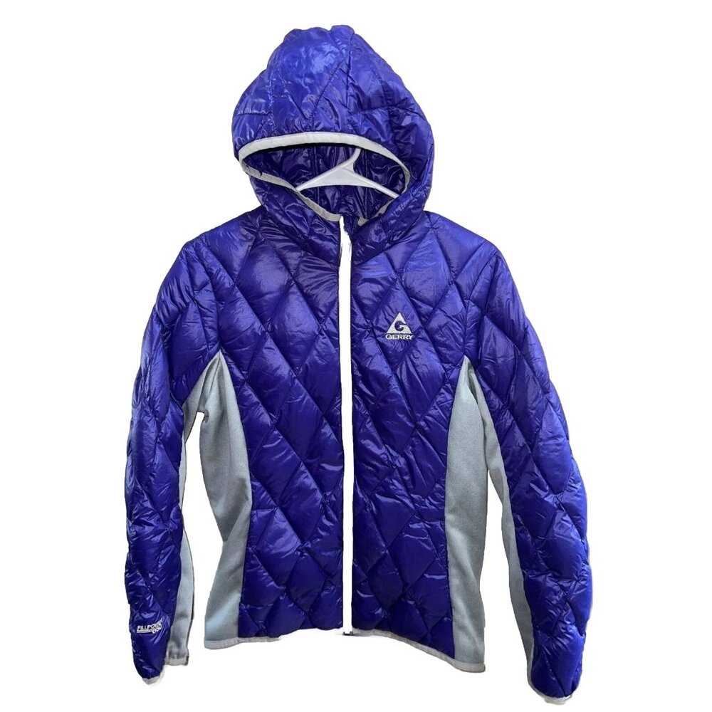 girls Gerry jacket size 14/16 full zipper purple gray hooded color block